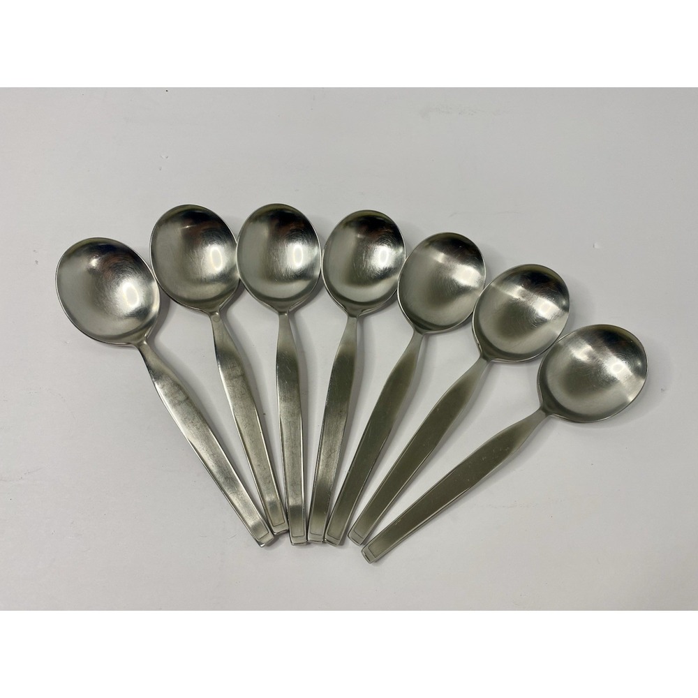 Noritake Fantasy Stainless Round Bowl Soup Spoon Gumbo Lot Of 7
